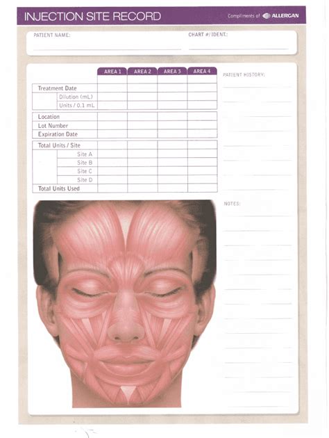 Printable Botox Treatment Record Template